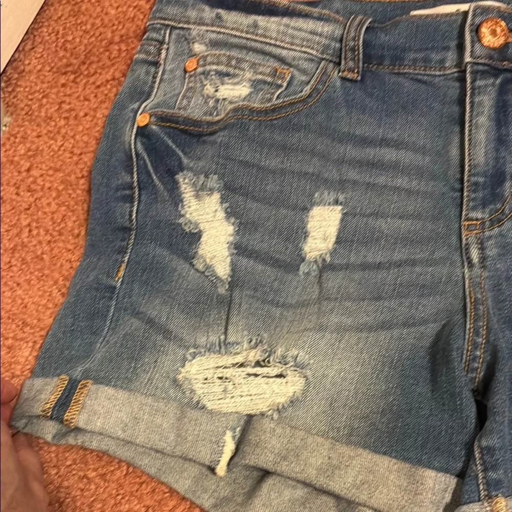 Refuge Blue Distressed Denim Shorts - Picture 4 of 6